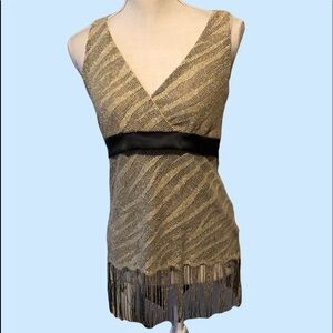 Fave sleeveless tunic with bottom fringe, medium